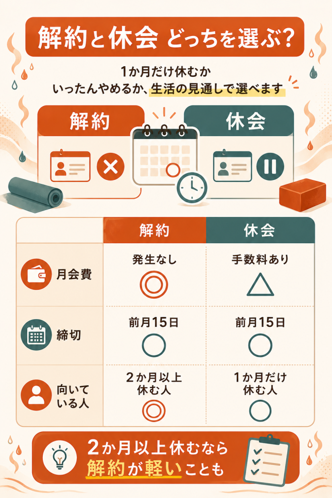 LAVA解約と休会の使い分け比較図