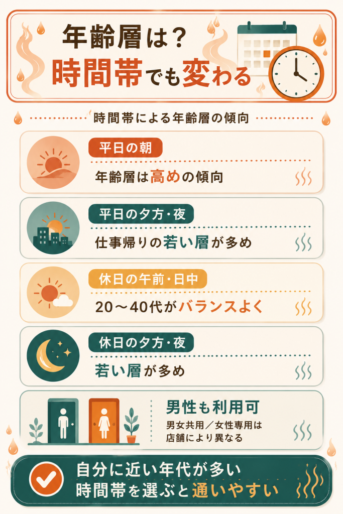 時間帯ごとの年齢層傾向を整理した図解